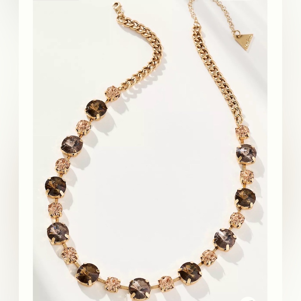 NWT Anthropologie 14k Gold plated Mixed Crystals Necklace
